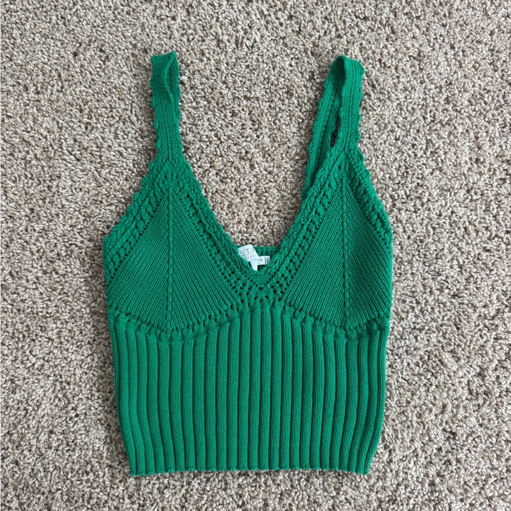 Green Knit Women's Crop Top